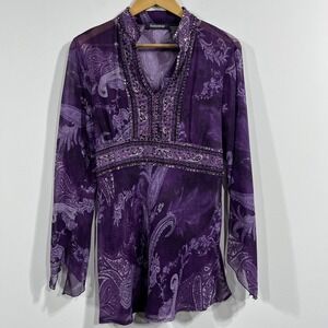 The(in)shop Y2k Babyoll Sequins Sheer Top Womens Medium Festival Fairy Grunge